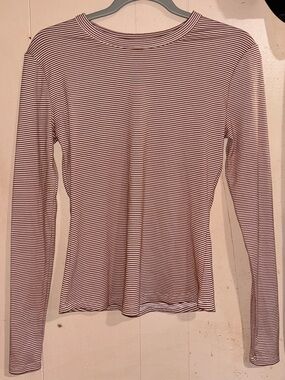 Pink Lily Narrow Striped Long Sleeve Top - Red & White - Like new